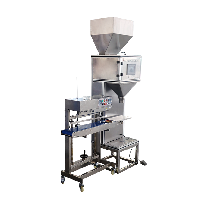 pre-made pouch semi-auto manual bag feeding weighing filling sealing electronic packing machine